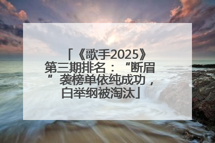 《歌手2025》第三期排名：“断眉”袭榜单依纯成功，白举纲被淘汰