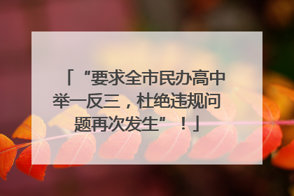 “要求全市民办高中举一反三，杜绝违规问题再次发生”！