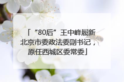 “80后”王中峰履新北京市委政法委副书记，原任西城区委常委