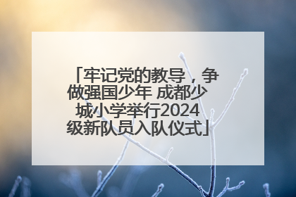 牢记党的教导，争做强国少年 成都少城小学举行2024级新队员入队仪式