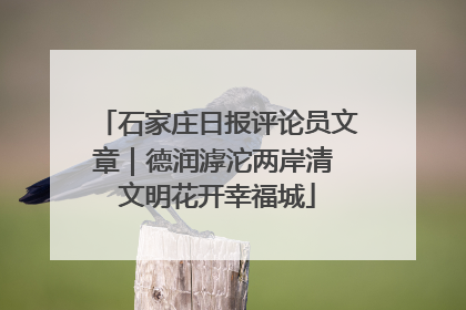 石家庄日报评论员文章｜德润滹沱两岸清 文明花开幸福城