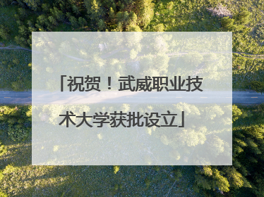 祝贺！武威职业技术大学获批设立