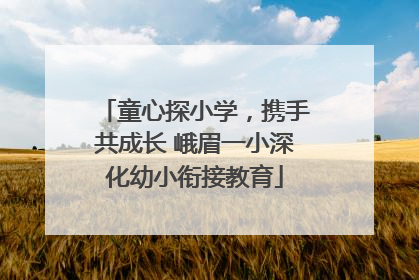 童心探小学，携手共成长 峨眉一小深化幼小衔接教育