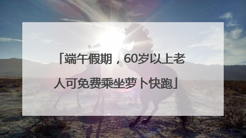 端午假期，60岁以上老人可免费乘坐萝卜快跑