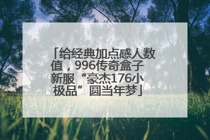 给经典加点感人数值，996传奇盒子新服“豪杰176小极品”圆当年梦