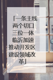 一条主线 两个切口 三位一体 临沂加速推动开发区建设领域改革