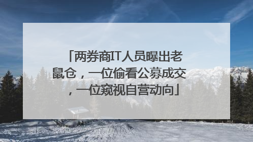 两券商IT人员曝出老鼠仓，一位偷看公募成交，一位窥视自营动向