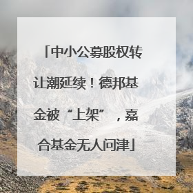 中小公募股权转让潮延续！德邦基金被“上架”，嘉合基金无人问津