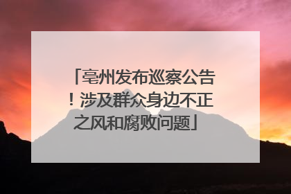 亳州发布巡察公告！涉及群众身边不正之风和腐败问题