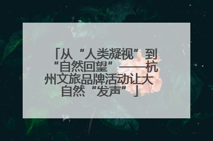 从“人类凝视”到“自然回望”——杭州文旅品牌活动让大自然“发声”