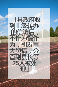 县政府收到上级转办的信访后，不作为慢作为，引发重大舆情，分管副县长等25人被处理