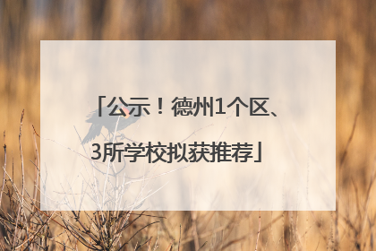 公示！德州1个区、3所学校拟获推荐