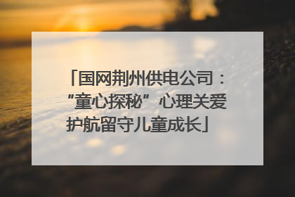 国网荆州供电公司：“童心探秘”心理关爱护航留守儿童成长