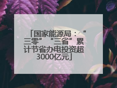 国家能源局：“三零”“三省”累计节省办电投资超3000亿元