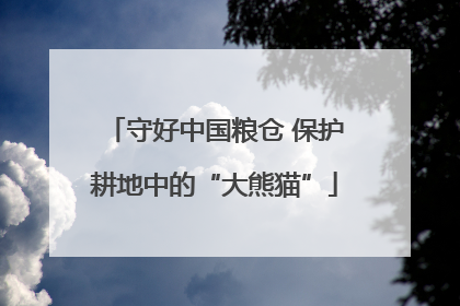 守好中国粮仓 保护耕地中的“大熊猫”