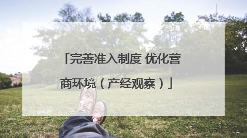 完善准入制度 优化营商环境（产经观察）