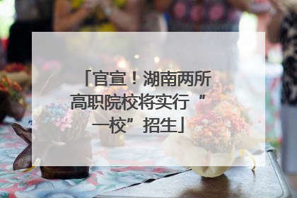 官宣！湖南两所高职院校将实行“一校”招生