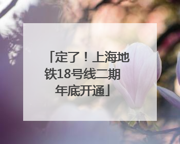定了！上海地铁18号线二期年底开通