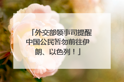 外交部领事司提醒中国公民暂勿前往伊朗、以色列！
