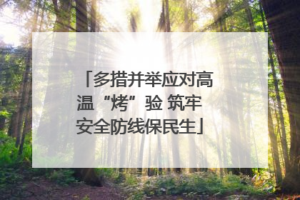 多措并举应对高温“烤”验 筑牢安全防线保民生