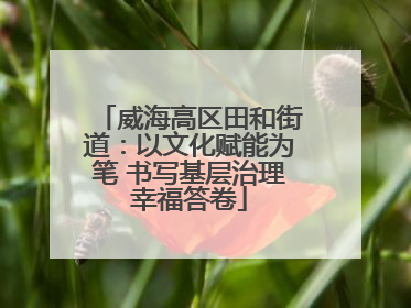 威海高区田和街道：以文化赋能为笔 书写基层治理幸福答卷