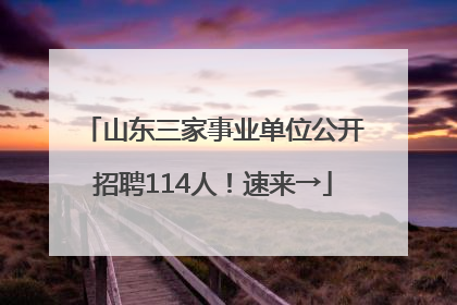 山东三家事业单位公开招聘114人！速来→