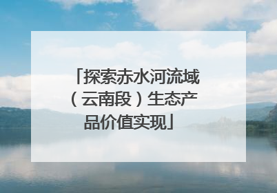 探索赤水河流域（云南段）生态产品价值实现