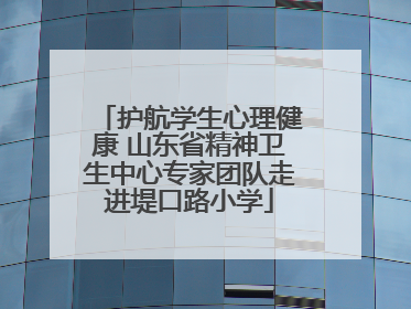 护航学生心理健康 山东省精神卫生中心专家团队走进堤口路小学