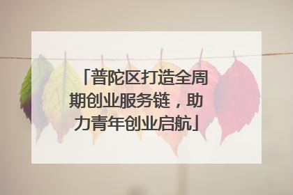 普陀区打造全周期创业服务链，助力青年创业启航