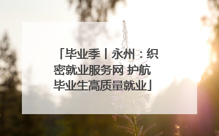 毕业季丨永州：织密就业服务网 护航毕业生高质量就业