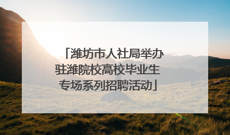 潍坊市人社局举办驻潍院校高校毕业生专场系列招聘活动