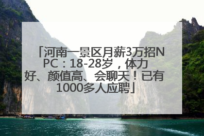 河南一景区月薪3万招NPC：18-28岁，体力好、颜值高、会聊天！已有1000多人应聘