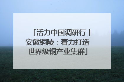 活力中国调研行丨安徽铜陵：着力打造世界级铜产业集群
