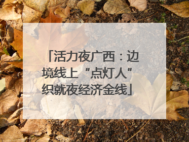 活力夜广西：边境线上“点灯人”织就夜经济金线