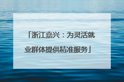浙江嘉兴：为灵活就业群体提供精准服务