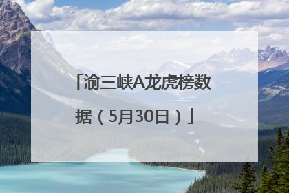 渝三峡A龙虎榜数据（5月30日）