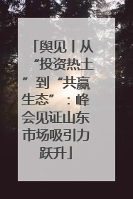 舆见丨从“投资热土”到“共赢生态”：峰会见证山东市场吸引力跃升