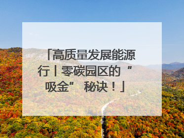 高质量发展能源行丨零碳园区的“吸金” 秘诀！