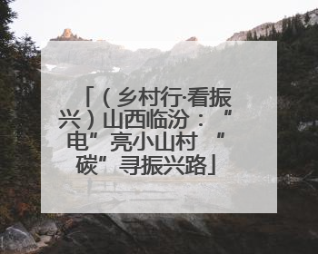 （乡村行·看振兴）山西临汾：“电”亮小山村 “碳”寻振兴路