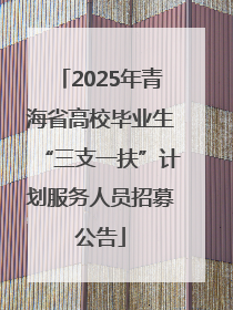 2025年青海省高校毕业生“三支一扶”计划服务人员招募公告