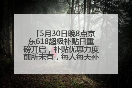 5月30日晚8点京东618超级补贴日重磅开启，补贴优惠力度前所未有，每人每天补贴超6180元！
