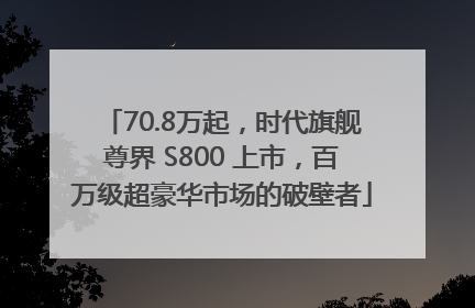 70.8万起，时代旗舰尊界 S800 上市，百万级超豪华市场的破壁者
